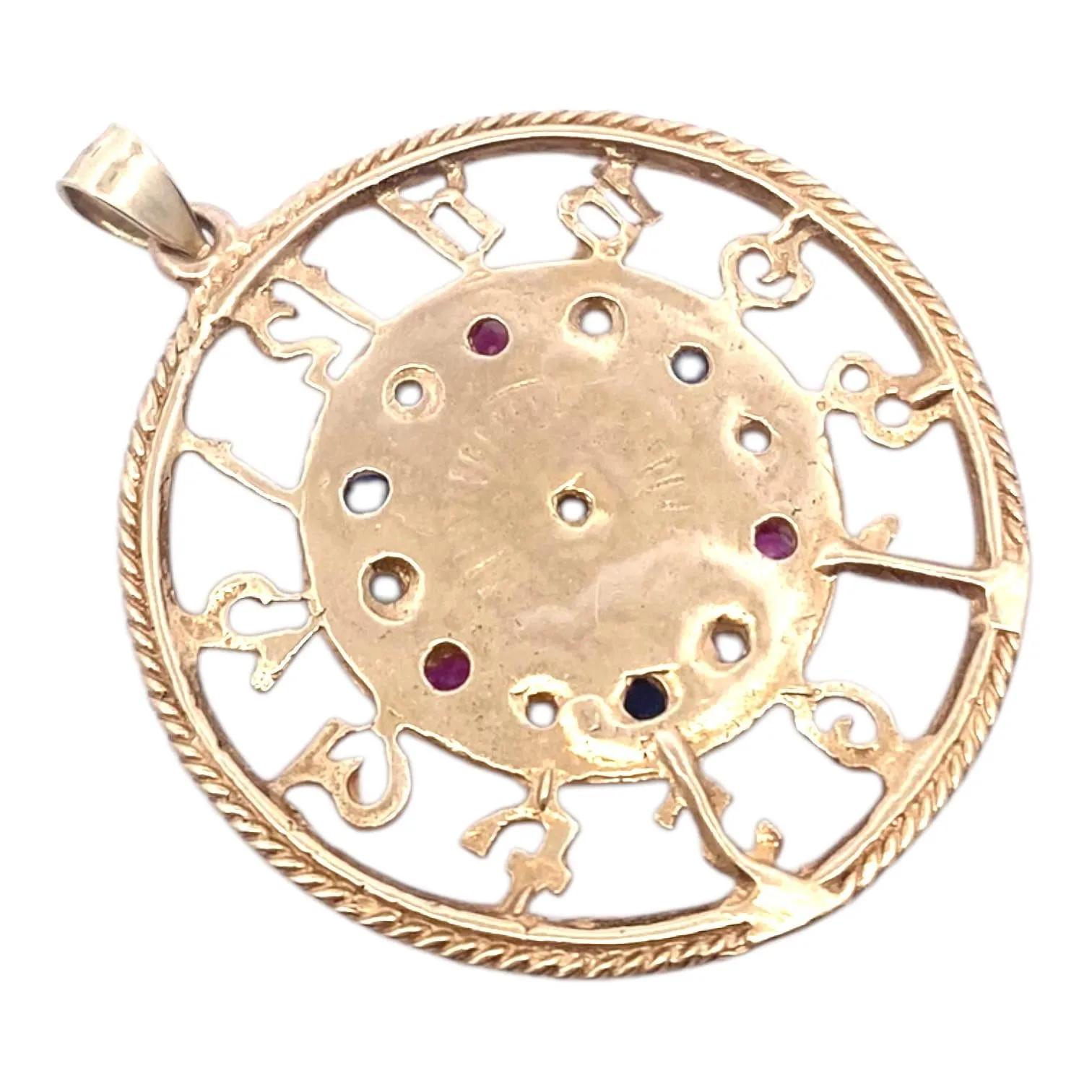 Vintage 14K Ruby Sapphire Pearl Large Charm Pendant