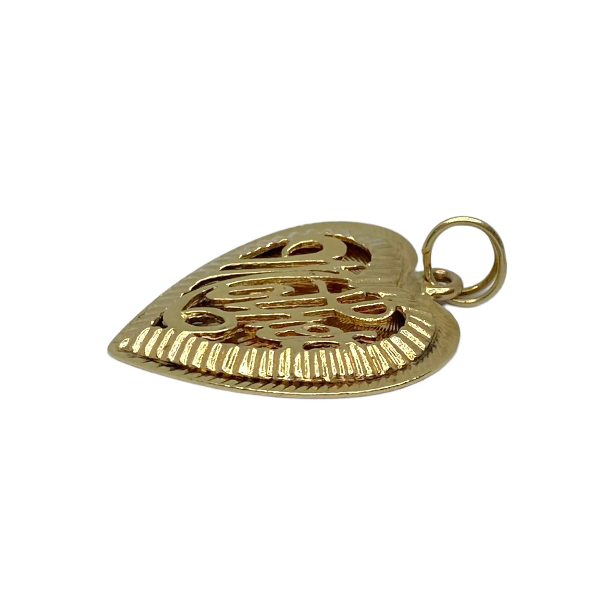 Vintage 14K Yellow Gold Mother Heart Charm Pendant