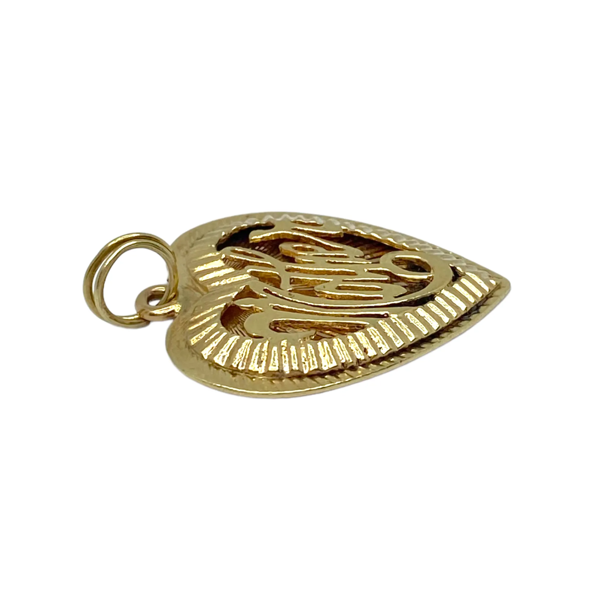 Vintage 14K Yellow Gold Mother Heart Charm Pendant