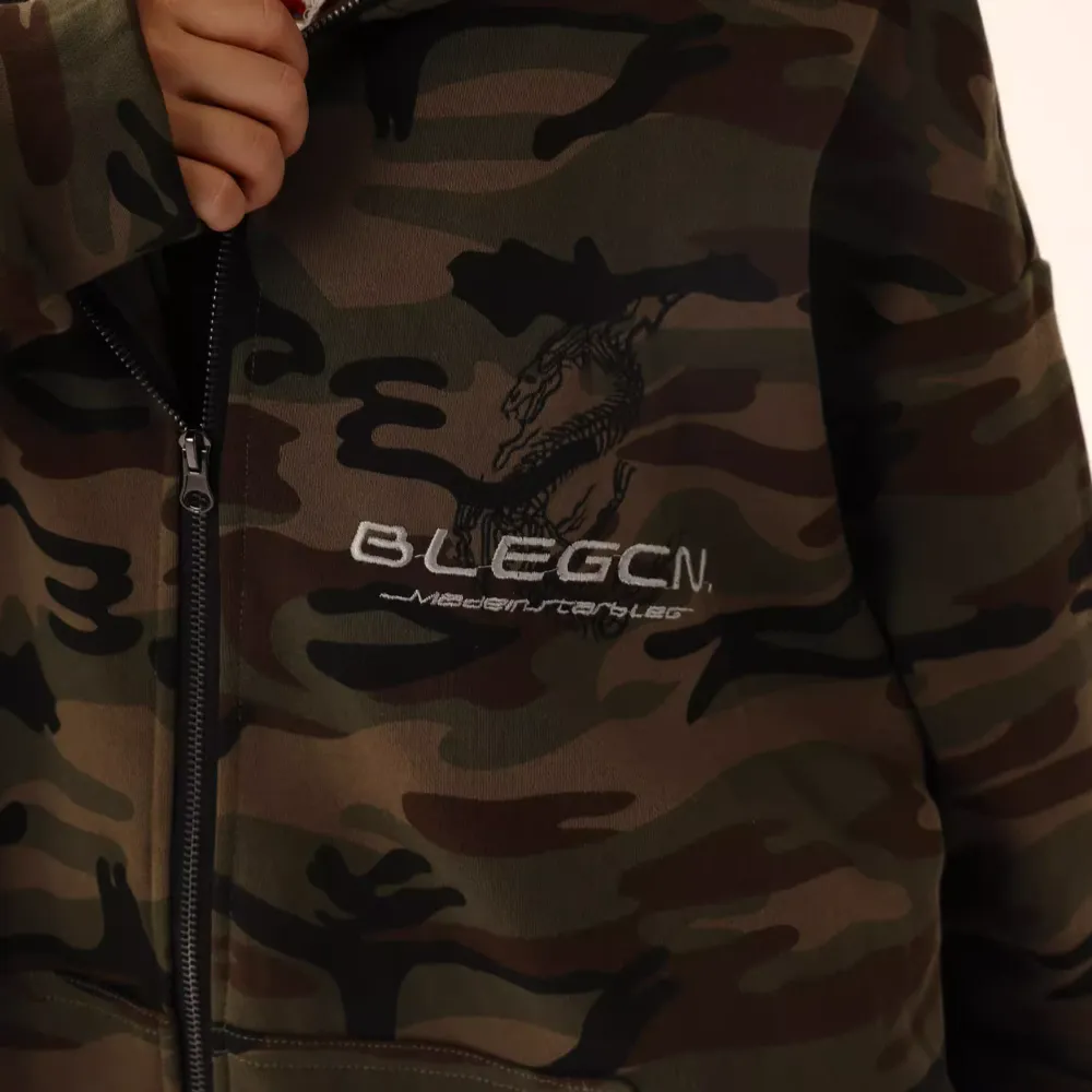 Vintage Camouflage Lettering Hoodie
