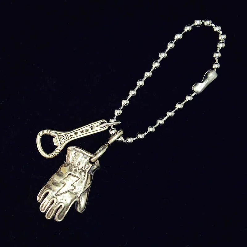 Vintage Motorcycle Glove Solid Brass Keychain