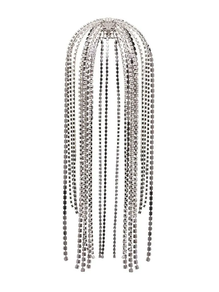 Vintage Rhinestone Hair Chain Long tassel Headband Hair Jewelry for Women