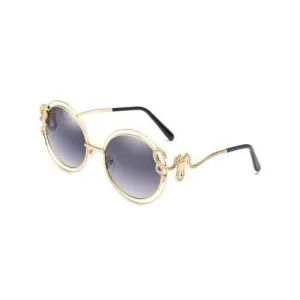 Vintage Rhinestone Inlaid Double Metal Frame Sunglasses - Smokey Gray