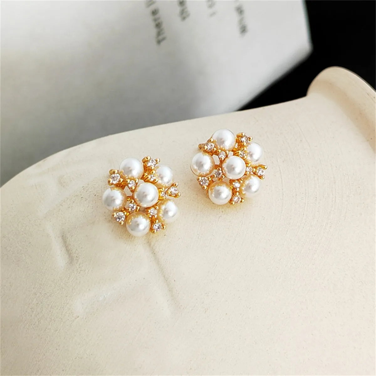 White Pearl & Cubic Zirconia 18K Gold-Plated Round Stud Earrings