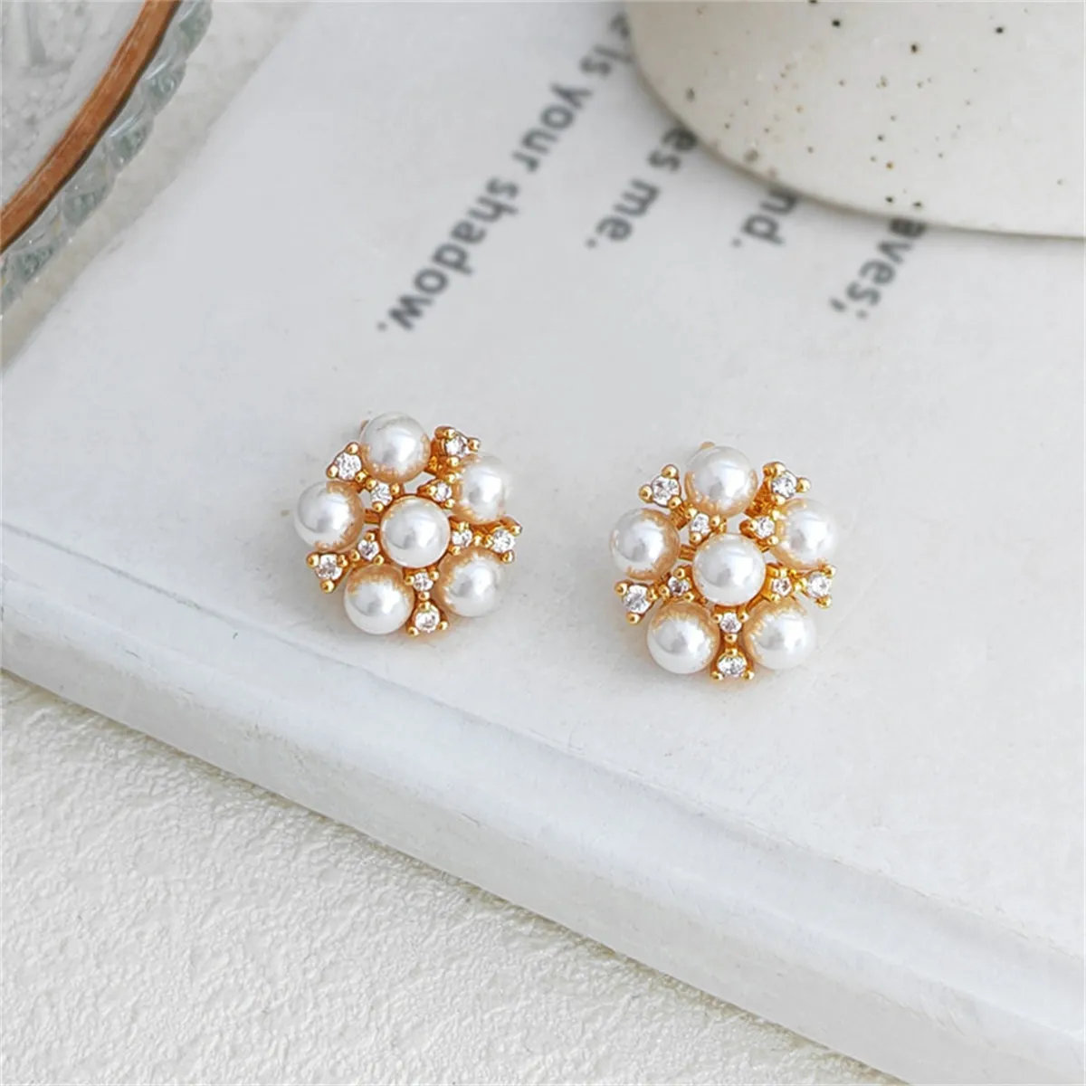 White Pearl & Cubic Zirconia 18K Gold-Plated Round Stud Earrings