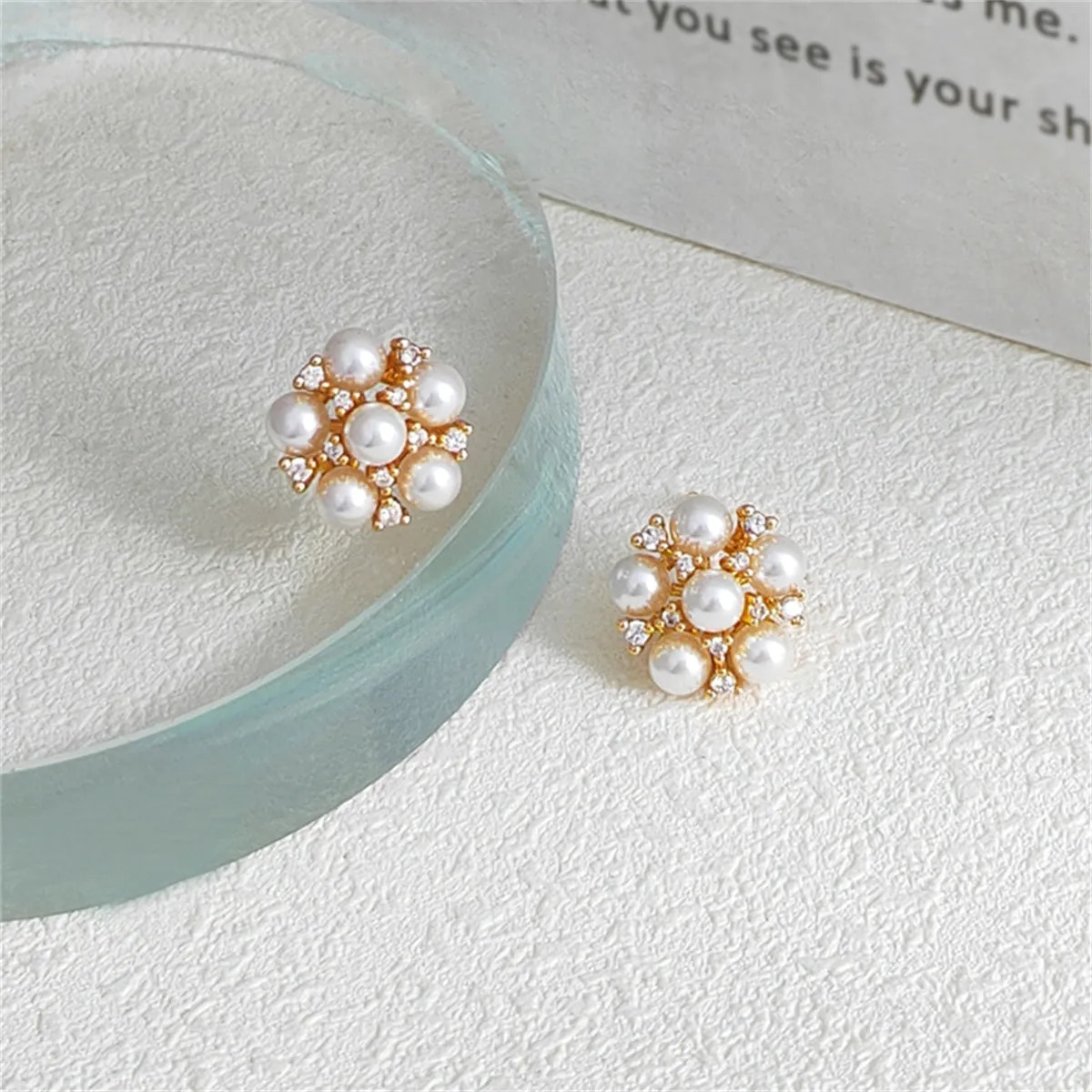 White Pearl & Cubic Zirconia 18K Gold-Plated Round Stud Earrings