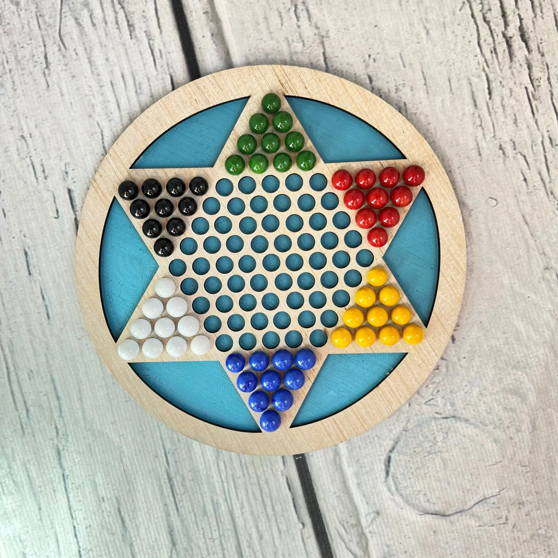 Wooden Chinese Checkers Board Game – Classic Kids Game – Fun Family Activity – Handmade Wooden Toy – Birthday Gift for Kids