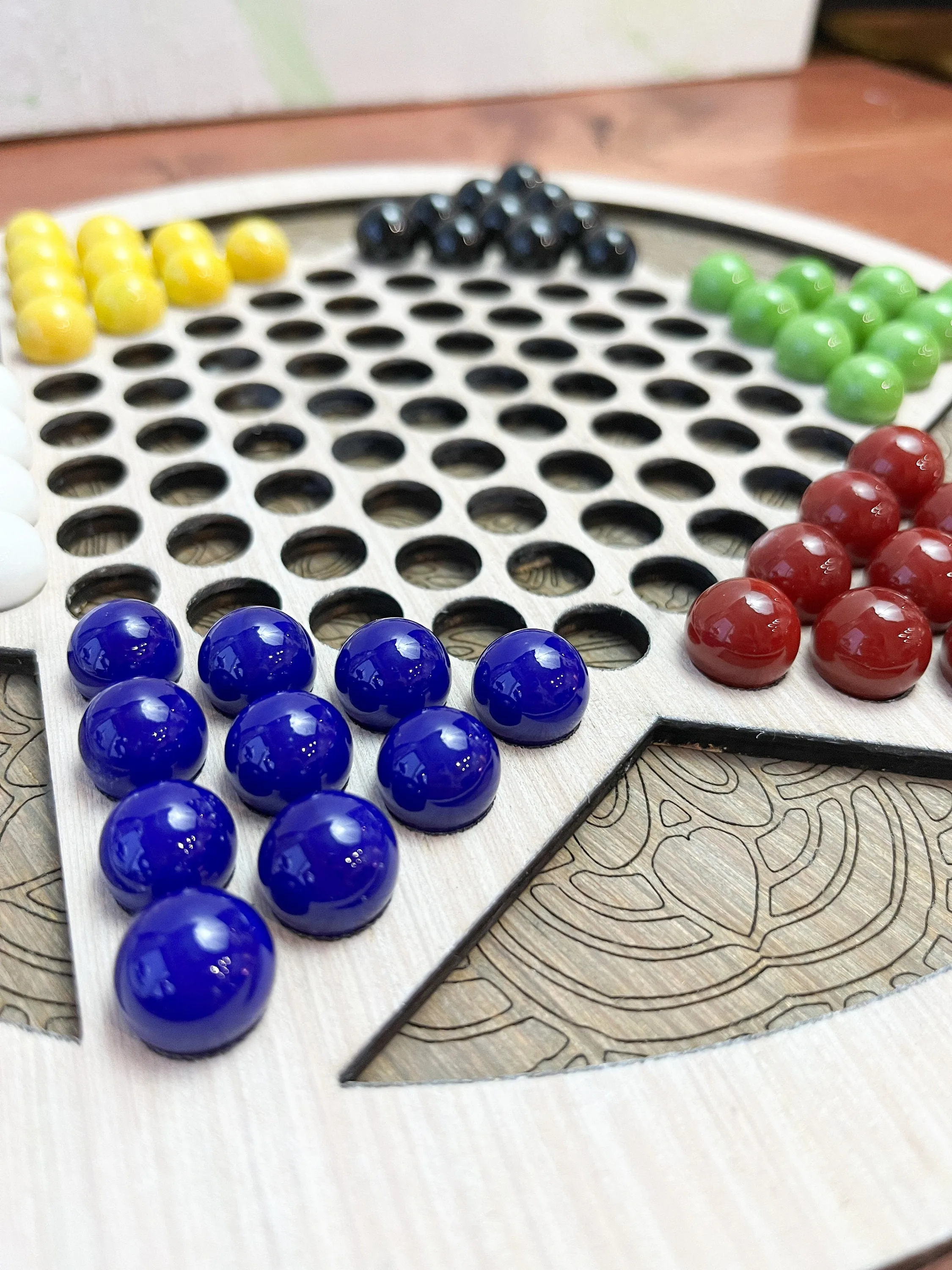 Wooden Chinese Checkers Board Game – Classic Kids Game – Fun Family Activity – Handmade Wooden Toy – Birthday Gift for Kids