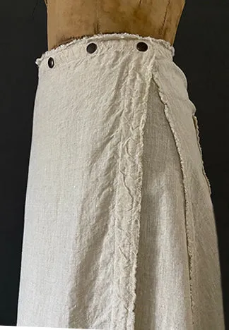 WRAP SNAP SKIRT LONG LINEN