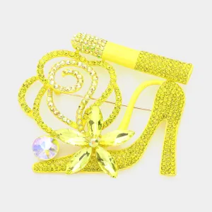 Yellow Rhinestone Pageant Sash Pin | Sash Brooch | Sash Pin Styles |  591619